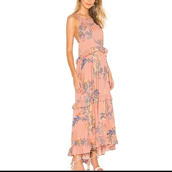 Free People BOHO printed pink blue floral Anita maxi sundress sleeveless.MEDIUM - Picture 4 of 13